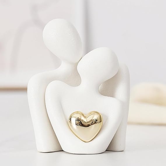 Mini Couple Statue,Couple Hugging Statue,Modern Abstract Art Decoration,Decorative items for TV cabinets,living rooms and bedrooms.Romantic Gifts for Valentine Anniversary Birthday (White, M)