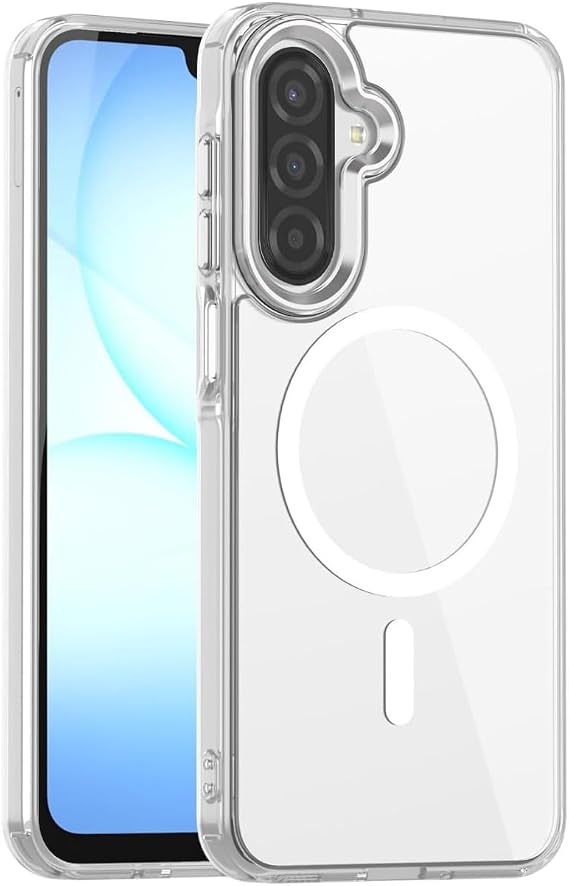 PSR Aksesuar Samsung Galaxy A16 Uyumlu Kılıf - M-Safe Kablosuz Şarj Destekli Şeffaf Sert Darbe Emici Arka Kapak (Şeffaf, Galaxy A16)