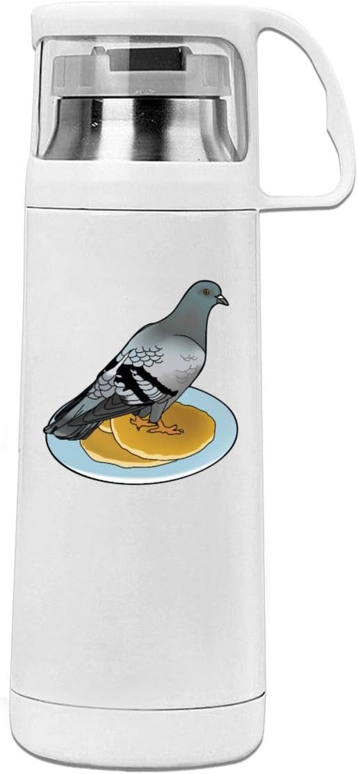 Pigeon On Pancake 11.8oz Travel Vacuum Insulated Water Bottle Cover Cup Stainless Steel Thermos Cup