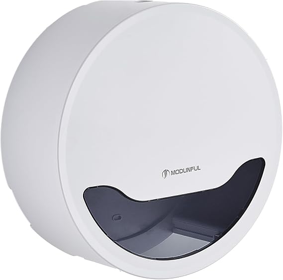 Modunful Toilet Tissue Dispenser,Mini Jumbo Toilet Paper Roll Holder Wall Mounted,Commercial Toilet Tissue Dispensers Single Roll Jumbo Holder for Toilet Office,School,Bathroom White and Black
