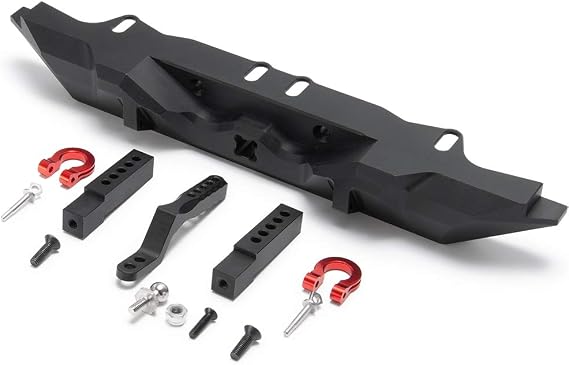 Aluminum Rear Bumper with Trailer Hitch 2pcs Red Shackles for TRX-4 T4 1/10th RC Crawler Car Upgrades Parts | 1/10th Crawler Car Upgrades Parts