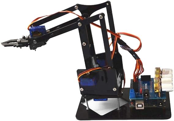 Robot Claw Kit,DIY Assembly Acrylic Mechanical Arm 4 DOF Robot Claw Kit for Robotics SNAM1900,Powerful, Easy-to-Use Mechanical Arm