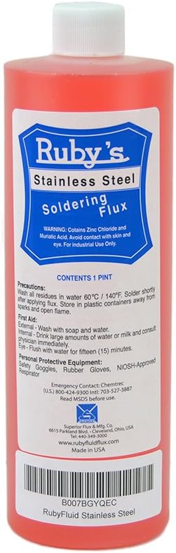 Stainless Steel Soldering Flux 1 Pint Bottle | Industrial-Grade Acid Flux for Steel, Brass, Nickel & Hard-to-Solder Metals | Fast Acting, Strong Bond, Made in USA