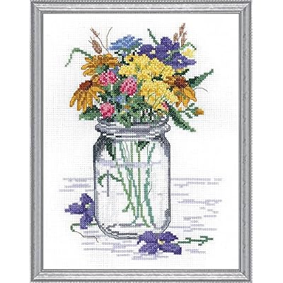 Janlynn 017-0112 Wildflower Jar Counted Cross Stitch Kit