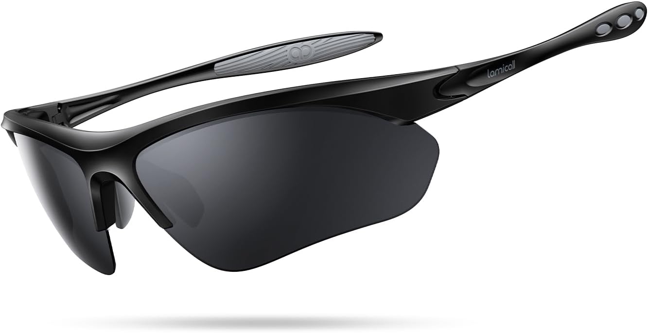 Lamicall 2026 Polarized Sports Sunglasses for Men Women - [22g Ultra-Light] UV400 Protection Glasses for Cycling Driving Running Golf Hiking Ski with TR90 Frame, Adjustable Nose Pad & Bendable Temples