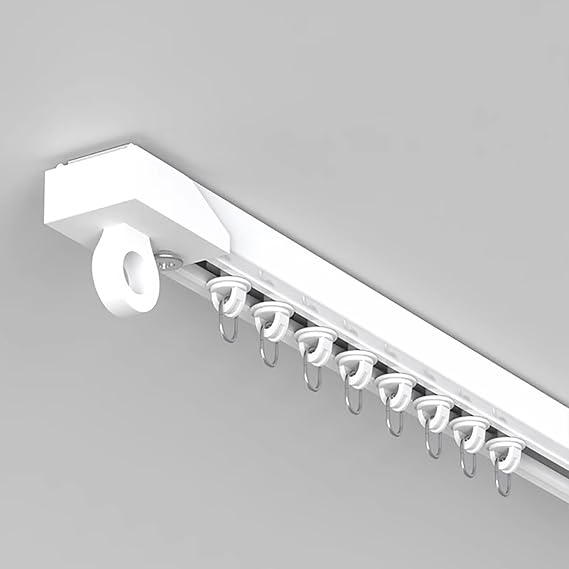 Self Adhesive Curtain Tracks Ceiling/Wall Mount, Heavy Duty Curtain Track Rail Set Ceiling Or Room Divider, Pleated Curtains Rod Blackout Bracket(Ceiling Mount,7ft/2.2m)