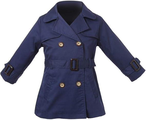 Richie House Girls' Double-Breasted Coat with Belt RH1351