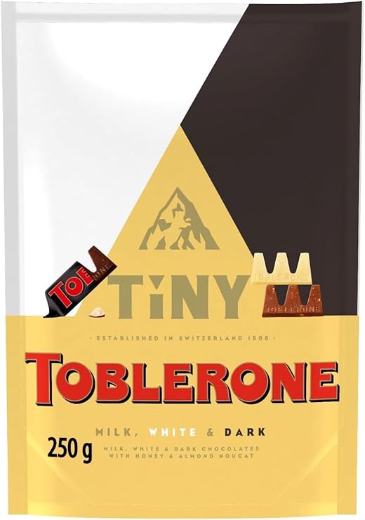 Toblerone Tiny's Milk, White & Dark Chocolates with Nougat, 250 g (1-Pack)
