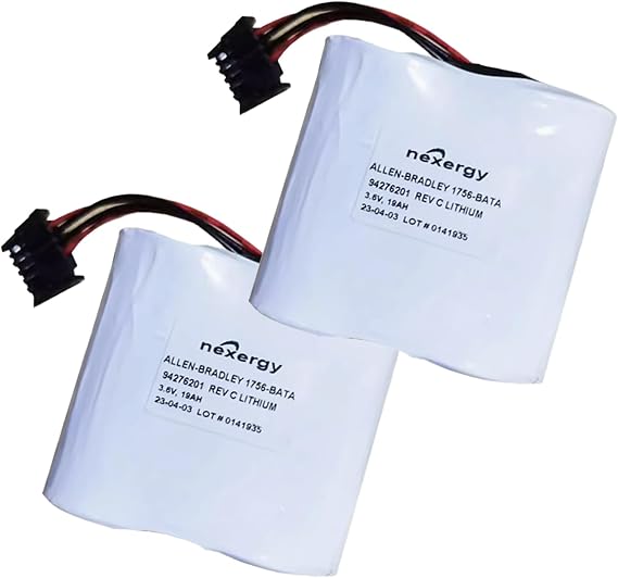 (2-Pack) 3.6V 17000mAh 1756-BATA Battery with Black Plug Non-Rechargeable for PLC Industrial Computer