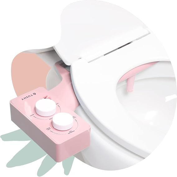 TUSHY 2.0 Spa Bidet Toilet Seat Attachment - a Non-Electric Self Cleaning Hot and Cold Water Sprayer With Adjustable Water Pressure Nozzle, Angle Control & Easy Home Installation, Pink/White