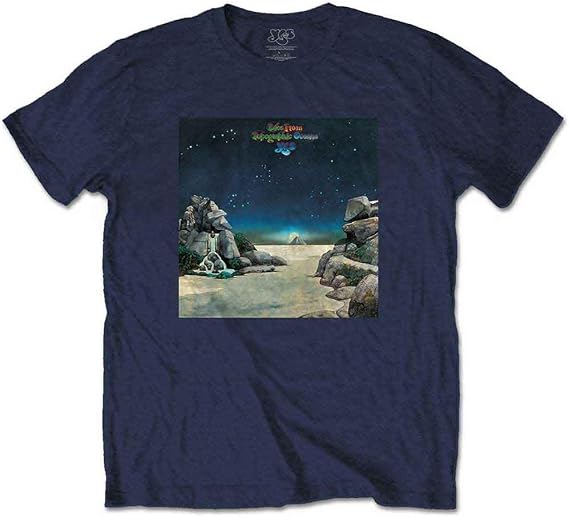 YES T Shirt Topographic Oceans Band Logo Official Mens Navy Blue Size XL