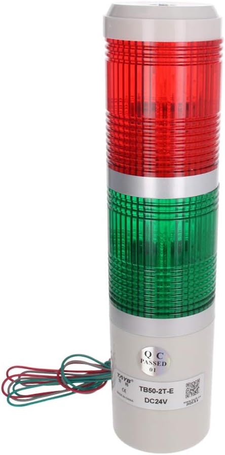 Aicosineg Tower Stack Light for Industrial Factory Workshop Safety Signal Warning Lamp 2 Tiers Red and Green Lights Without Sound Buzzer 24V 3W 1Pcs