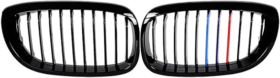 Pair Glossy Black M Color Replacement Front Bumper Center Kidney Grille Grill for BMW E46 3 Series 330Ci 325Ci 2-Door Coupe Convertible 2003 2004 2005 2006 OE# 51137064317, 51137064318