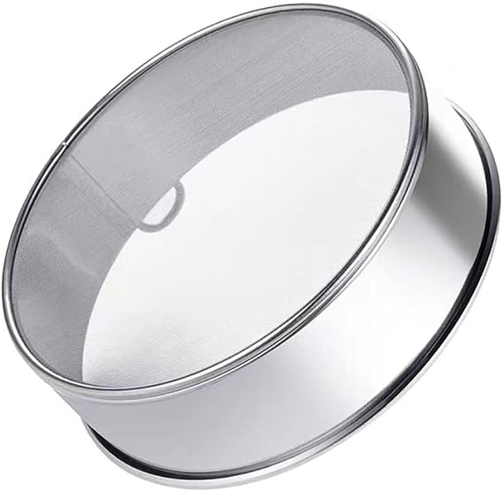 Flour Sifter Round Flour Sieve Strainer with 60 Mesh Premium Rustproof Stainless Steel Fine Mesh for Baking 9.84 inch x 1.97 inch