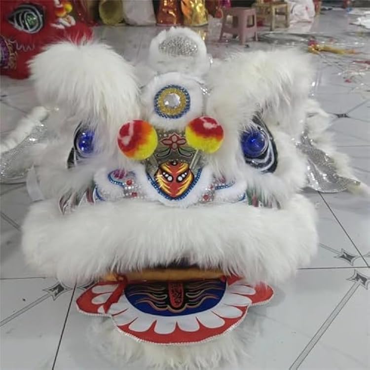 Advanced Wool Chinese Dragon Dance Props Chinese New Year Lion Classic Lion Dance Outdoor Sports Lion Dance Silk Lion Dance,White