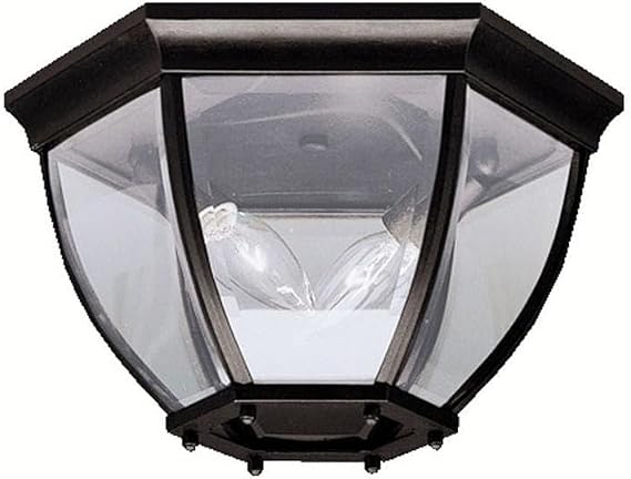 Kichler 12" 2-Light Outdoor Flush Mount Light, Black