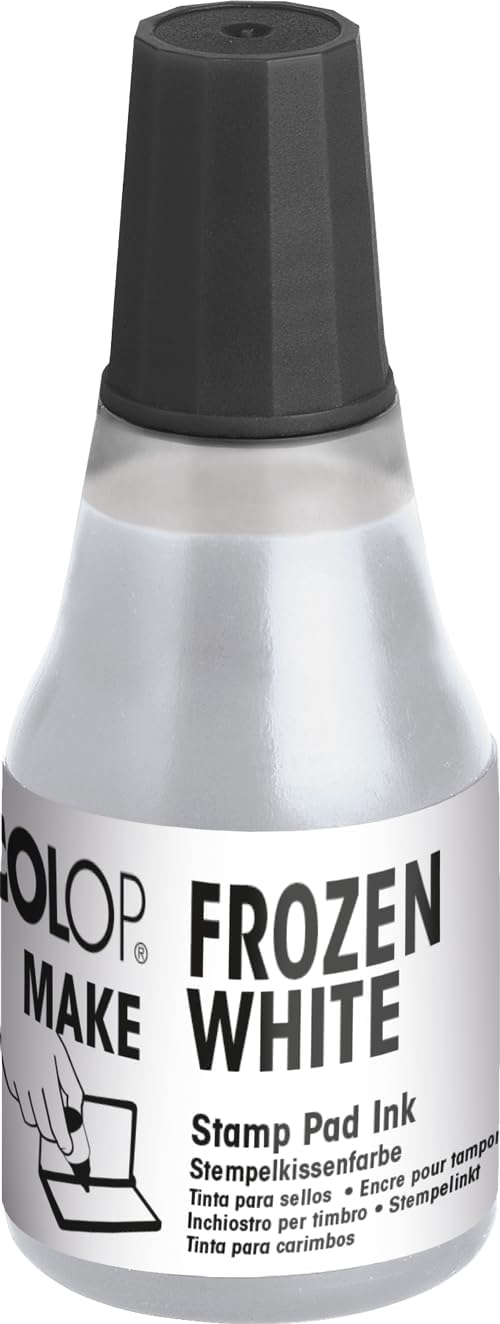 COLOP Make Series Refill Ink for Make Ink Pads, Vibrant Non-Toxic Premium Ink, Water-Based, Acid-Free, Perfect for Scrapbooking and Card Making Frozen White, .9oz