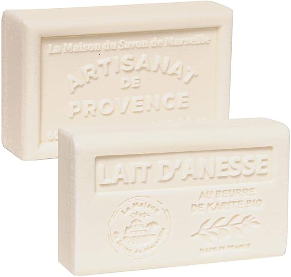 Maison du Savon de Marseille - French Soap made with Organic Shea Butter - Donkey Milk Fragrance - 60 Gram Bar