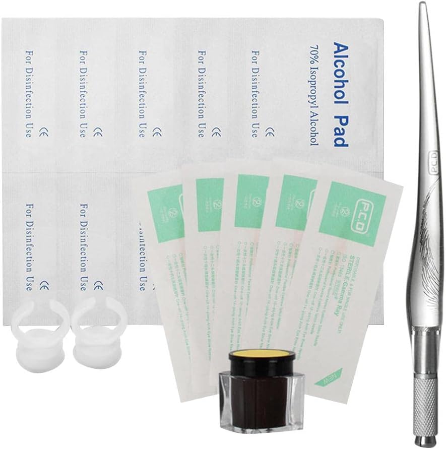 Permanent Makeup Kit, Tattoo Pen Needle, Pigment Ink Holder, Ring, Cap, purple