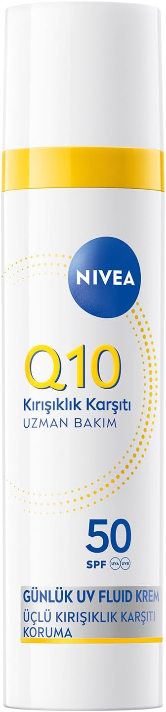 NIVEA SPF50 Q10 Kırışıklık Karşıtı Gündüz Yüz Bakım Kremi 40ml,Nemlendirici,Makyaj Bazı,Tüm Cilt Tonları