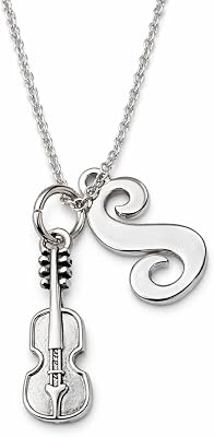 Infinity Collection Personalized Violin Charm Necklace with Letter Charm, Viola, Cello Pendant Necklace, Violin Jewelry for Women, Teens and Girls