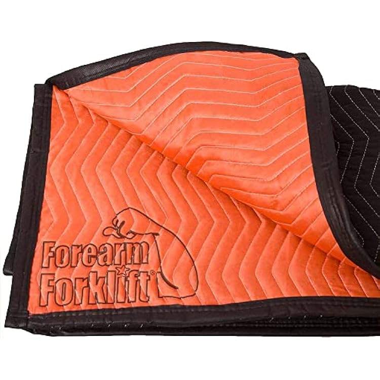 Forearm Forklift FFMB Full Size Medium Weight Quilted Moving Blanket 45.6 lbdz, 72 x 80, Blaze OrangeBlack, Pack of 1