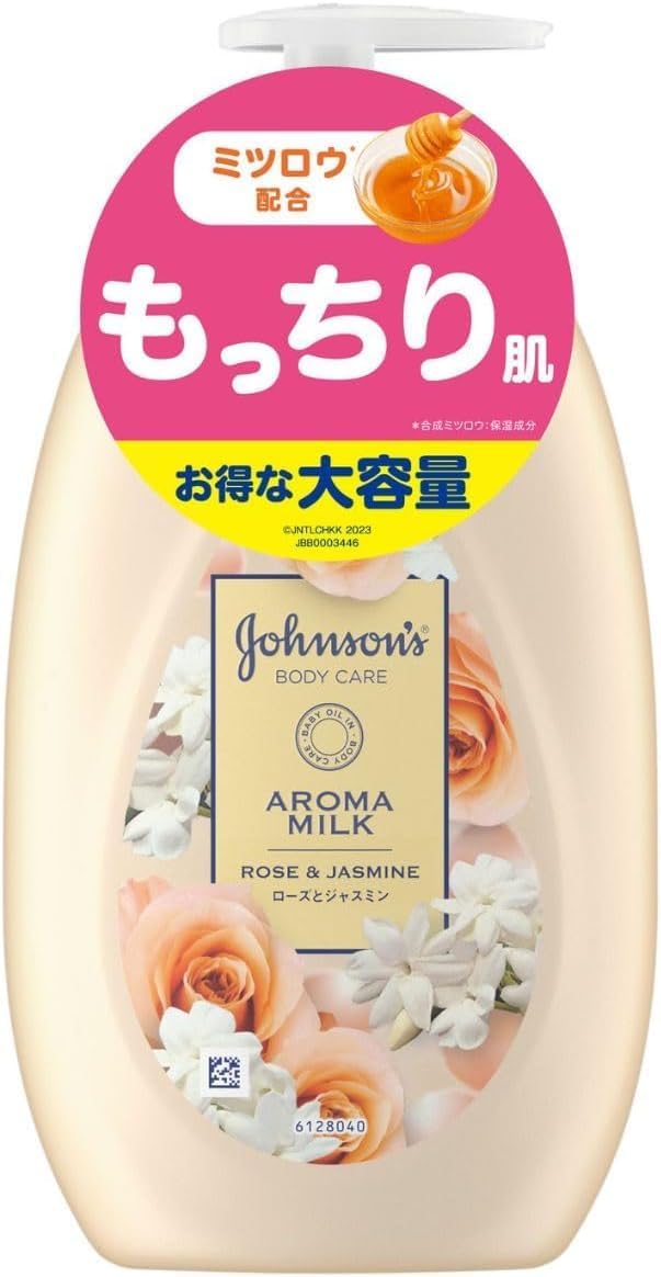 Johnson Body Care Extra Care Aroma Milk, 16.9 fl oz 500 ml, Rose and Jasmine Scent, Large Capacity