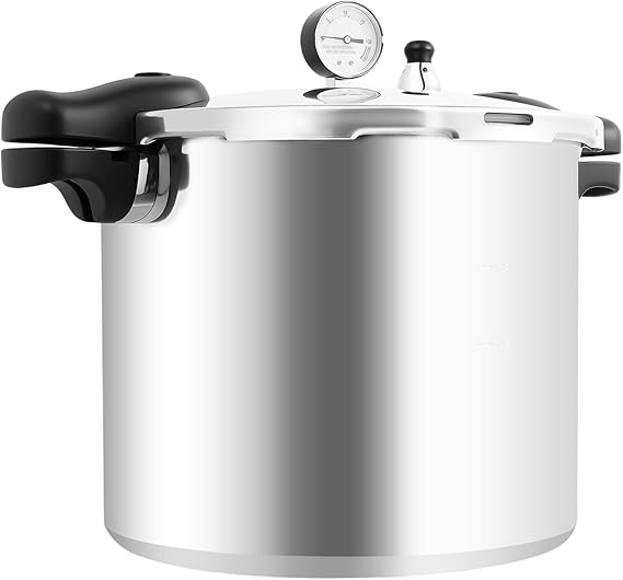 Pressure Cooker, 23 Quart Large Pressure Canner, Pressure Gauge & Pressure Regulator,Anti-scald Handle and Silicone Ring,Suitable for Canning, Steaming, and Stewing - Aluminium,Large Capacity,90kpa