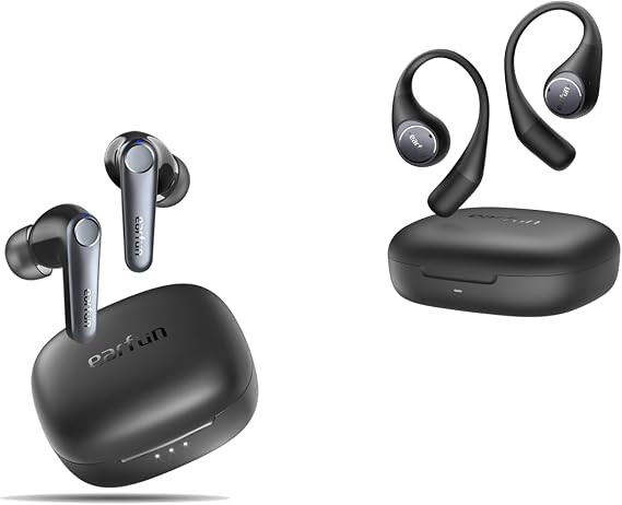 EarFun Air Pro 3 Noise Cancelling Earbuds, Qualcomm aptXTM Adaptive Sound OpenJump Open Ear Headphones, Wireless Earbuds with Ergonomic Earhook, Hi-Res Sound