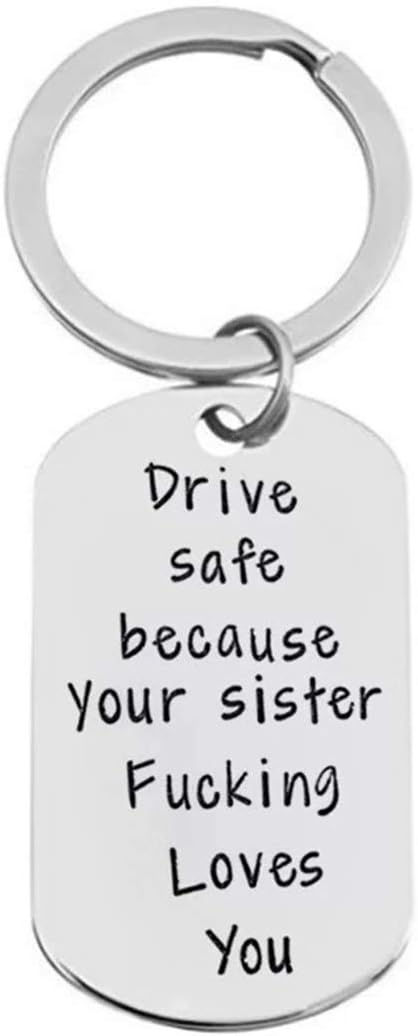 CINDYHE Drive Safe I Love You Keychain for Brother Sister Best Friend | Valentines Day Easter Gifts for Him Her