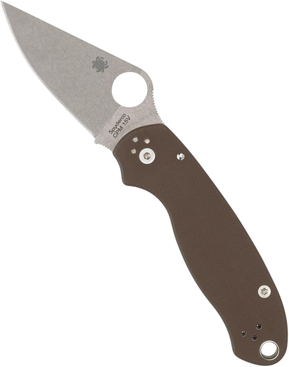 Spyderco Para 3 Lightweight Folding Utility Knife with 2.93" CPM 15V Steel Blade and Brown G-10 Handle - PlainEdge - C223GPBN15V