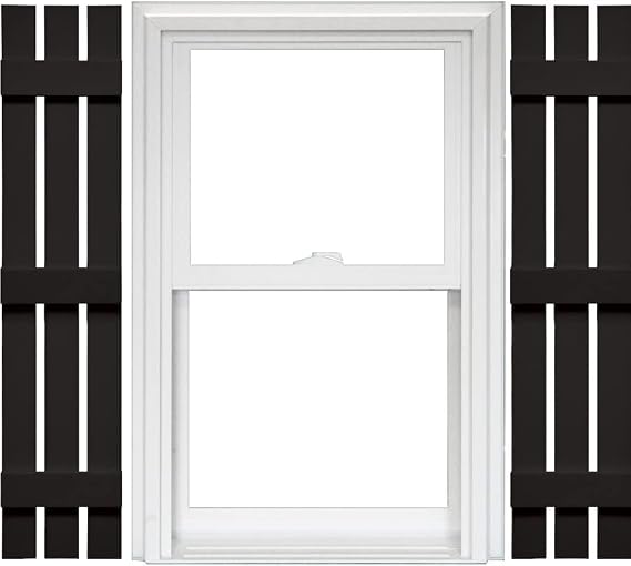 Mid America Board and Batten 12" 3 Board Spaced Vinyl Standard Shutter (1 Pair) - 12 x 55 002 Black