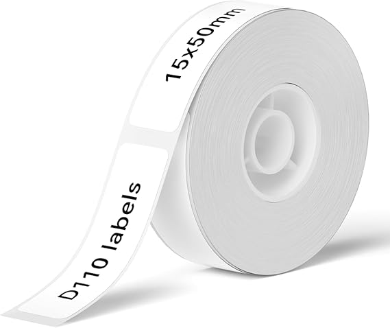 NIIMBOT Thermal Label Maker Paper 0.59" 1.96" White Stickers Waterproof Tear-Resistant Replacement for D11/D110 Label Printer Office&Home 125 Labels/Roll (1550mm)