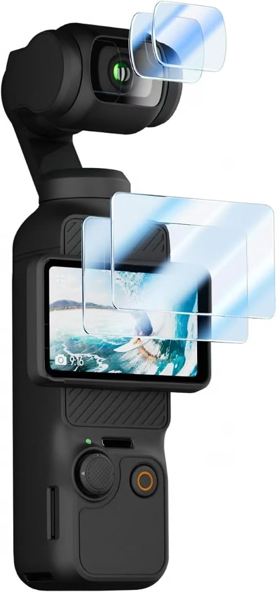 DJI Osmo Pocket 3 Screen Protector & Lens Protector - 2 Pack Tempered Glass, 9H Hardness, Scratch Resistant, Ultra HD Clear for DJI Osmo Pocket 3 Accessories