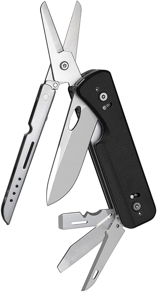 Roxon S505G Flex Scissors - Modular Design Multitool - with BA01-BA17 Fixed Big Scissor, Replaceable Blades & FT01-FT12 Replaceable Implements