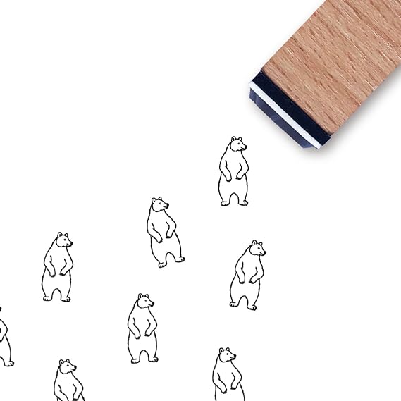 Bear Rubber Stamp, 3/5 Inch Small Mini Stamp for Scrapbooking Card Making Planner