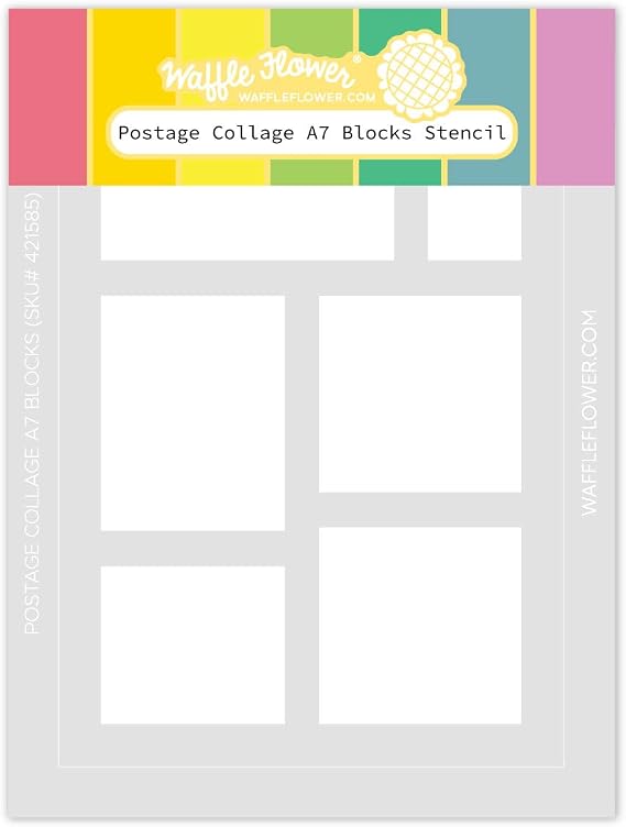 Waffle Flower Postage Collage A7 Blocks Stencil