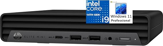 HP Mini PC Desktop Computer, Elite Mini 800 G9 with Intel i9-14900, (64GB RAM, 2TB SSD), Triple 4K Display Support, 6X USB Ports, Ultra-Quiet Design, Keyboard and Mouse, Windows 11 Pro