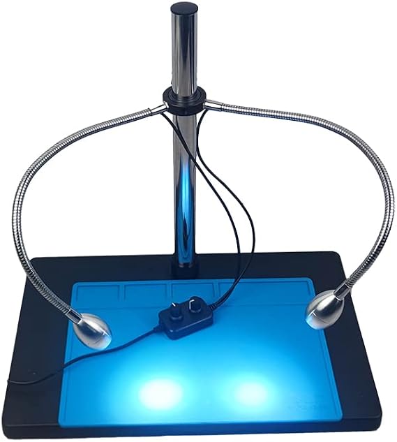 Dual Gooseneck LED Spot Lights for Microscope, USB Adjustable Illuminator Lamp 25 32mm Pillar Twin Goose Neck Light for Stereo Microscope Soldering Degital Camera PCB Lab
