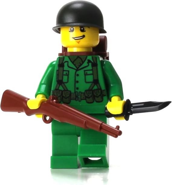 Battle Brick 1.6 Inches Tall US Army WW2 Rifleman Soldier Collectible Custom Minifigure | Printed in the USA | Genuine Military Minifig| Great Gift for Teen to Adult AFOL