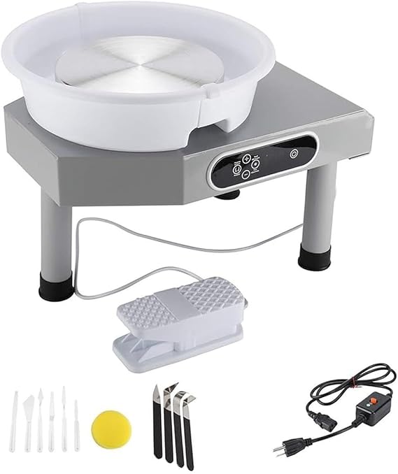Pottery Wheel Forming Machine ,25cm 350W Electric Pottery Wheel Machine Clay Ceramic Shaping Art DIY Work Tool Kit with Independent Pedal