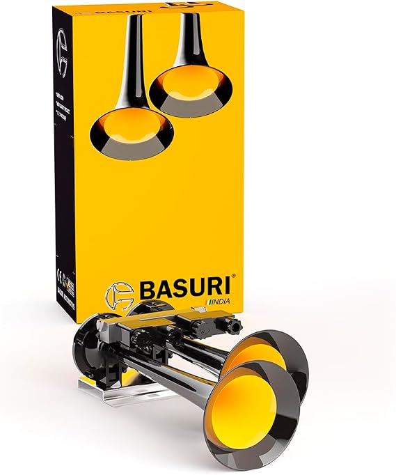 BASURI Musical Air Horn Super Loud Melodies Sounds Pipe (Trumpets) With Turbo Controller For Bus, Truck and Heavy Duty Vehicles (12 Sounds (2 Trumpets))