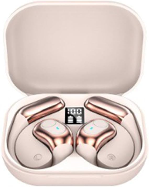 Open Ear Headphones Wireless Bluetooth 5.3 Wireless Sports Earbuds with Earhooks,ENC Call Noise Cancellation Waterproof 14.2mm Titanium Film Speaker for Sports,Driving,Office,White