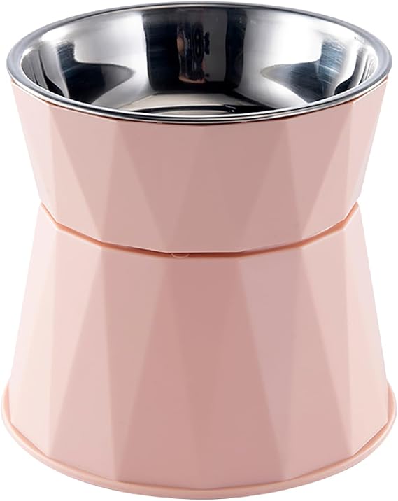 Elevated Cat Bowls for Food and Water, Raised Cat Food Bowls Beneficial for Digestion, Resonable Height, Whisker-Relief, Easy to Clean, 13oz(Pink)
