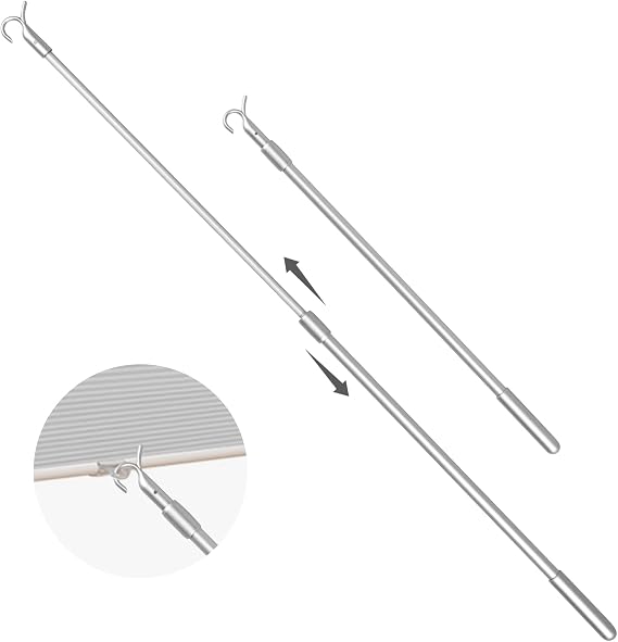 2Pcs Telescopic Draw Rod Adjustable Length Window Blinds Pull Rod Clothes Hanger Hook Pole for Clothes