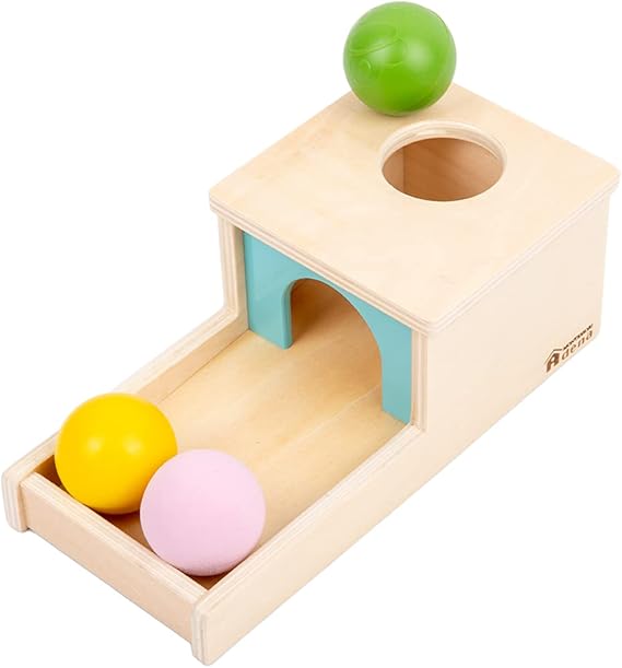 Adena Montessori Object Permanence Box with Tray Three Balls Montessori Toys for 6-12 Months Baby 1 Year Old Infant Toddler Small Box - for Boy