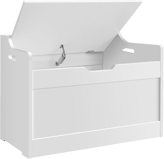 Large Wooden Toy Box with Safety Hinged Lid – Multi-Functional Storage Chest for Kids’ Bedroom, Playroom, or Nursery – Durable & Stylish