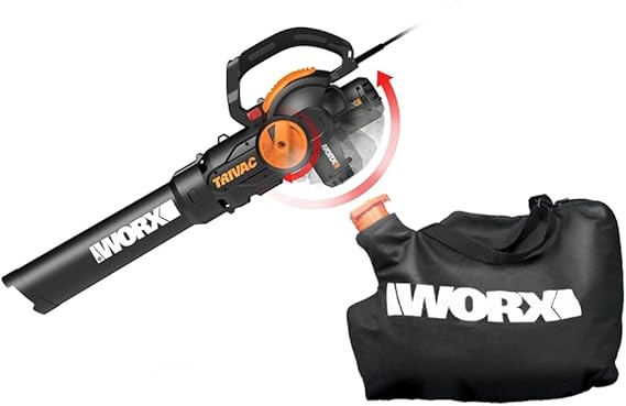 WORX Trivac 3-in-1 Electric Leaf Blower/Leaf Vacuum/Leaf Mulcher, WG512 | 600CFM Airflow, 16:1 Mulch Ratio for Heavy-Duty Leaf Removal, Corded