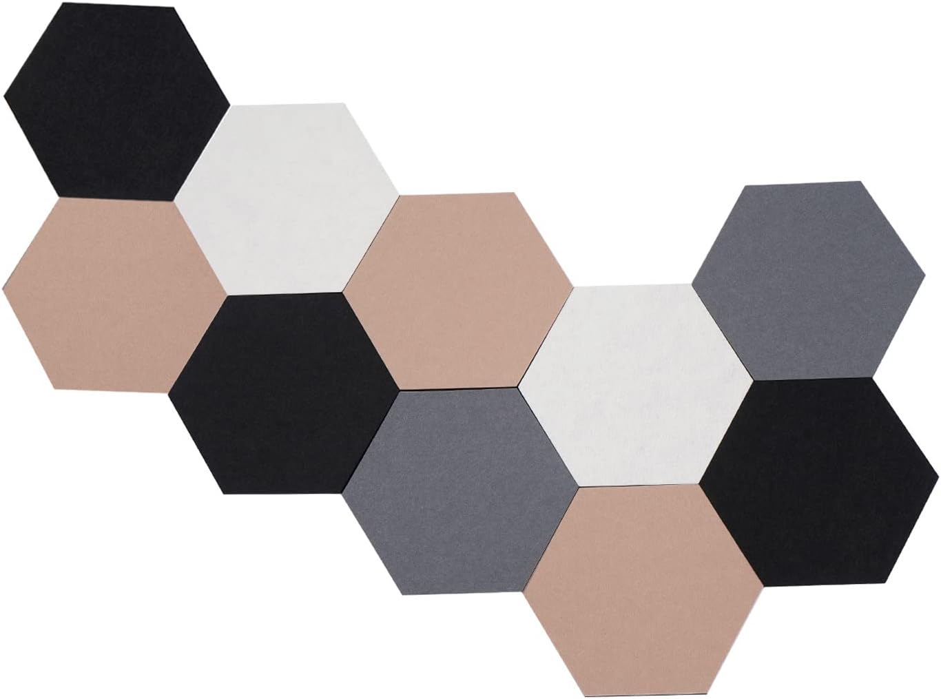10Pcs Hexagon Felt Board Tiles Wall Cork Board Large, Adhesive Felt Bulletin Pin Memo Board for Photos Pictures Office ColorA Large