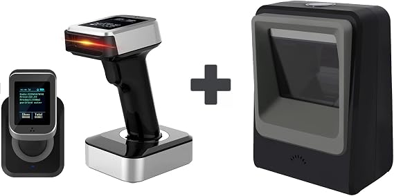 Save 5% on Symcode QR Bluetooth Barcode Scanner with Screen Display with Charging Base + 2D Omnidirectional Hands-Free Barcode Scanner